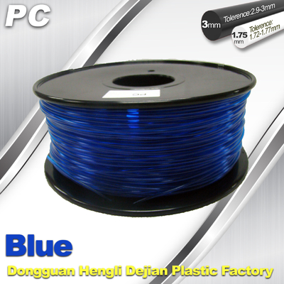 Niebieska 3mm poliwęglanowa wytrzymałość żarową z wytrzymałością1kg / walec PC Flament