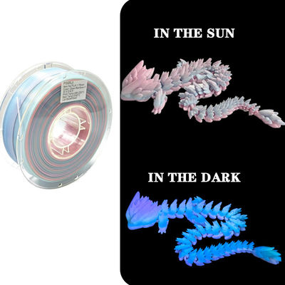 PINRUI Glow Rainbow PLA 1kg 1,75mm Zmiana koloru w ciemności dla drukarki 3D